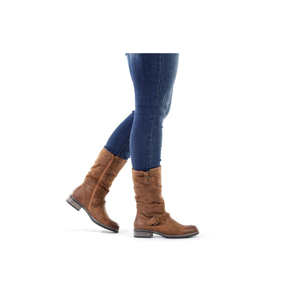 braune damenstiefel mit reißverschluss rieker 98860-22