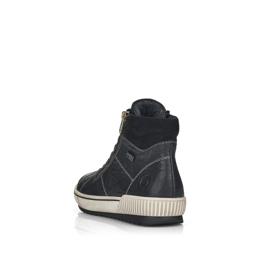 schwarze damen-stiefeletten mit reißverschluss remonte d0772-01