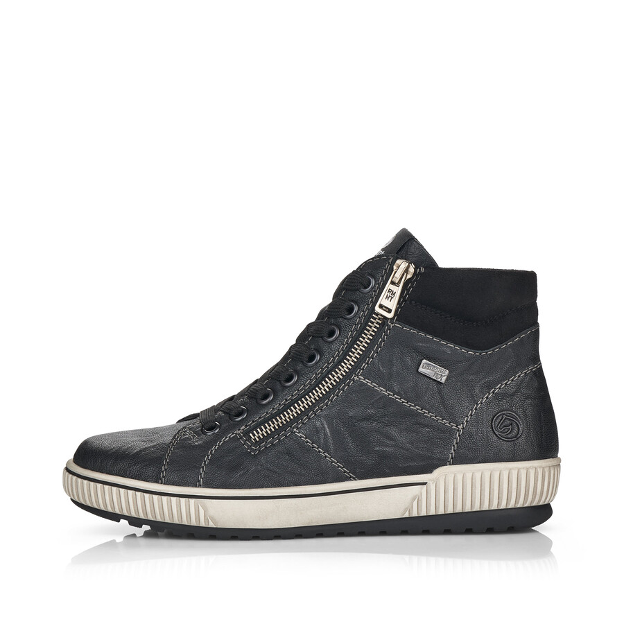 schwarze damen-stiefeletten mit reißverschluss remonte d0772-01