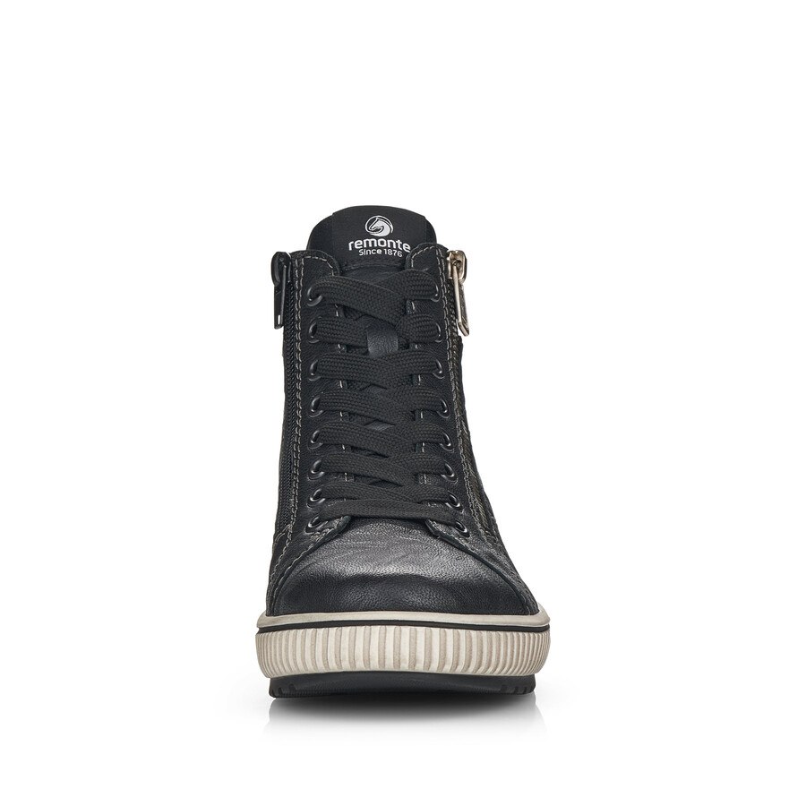 schwarze damen-stiefeletten mit reißverschluss remonte d0772-01