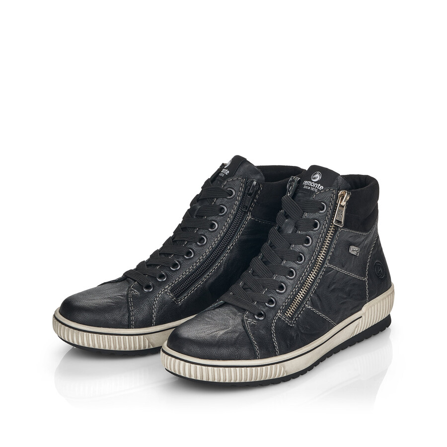 schwarze damen-stiefeletten mit reißverschluss remonte d0772-01