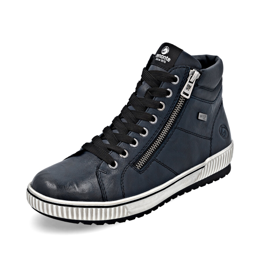 blaue damen-stiefeletten mit reißverschluss remonte d0772-15
