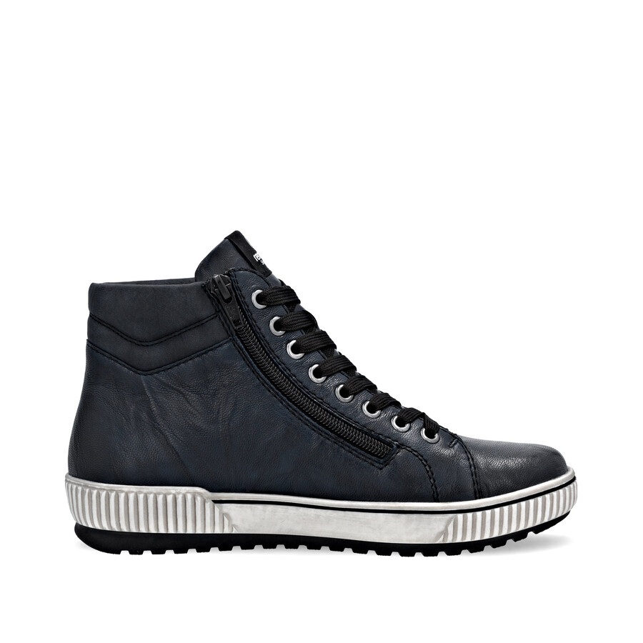 blaue damen-stiefeletten mit reißverschluss remonte d0772-15