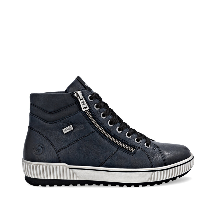 blaue damen-stiefeletten mit reißverschluss remonte d0772-15