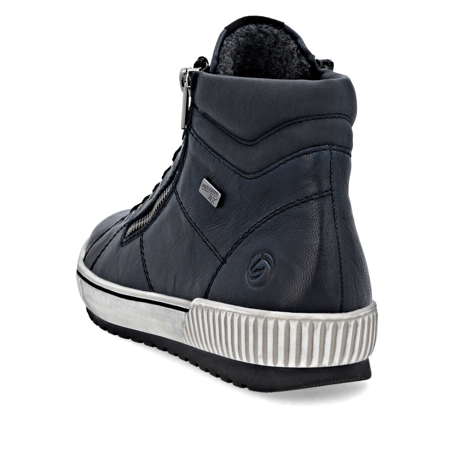 blaue damen-stiefeletten mit reißverschluss remonte d0772-15