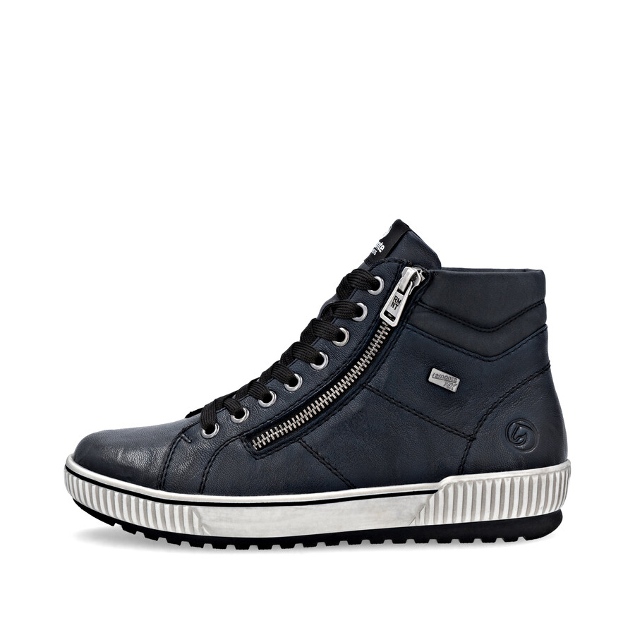 blaue damen-stiefeletten mit reißverschluss remonte d0772-15