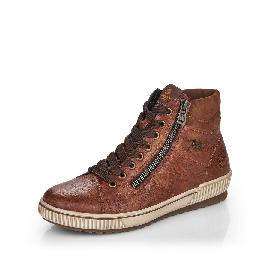 braune damen-stiefeletten mit reißverschluss remonte d0772-22