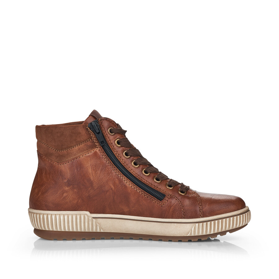 braune damen-stiefeletten mit reißverschluss remonte d0772-22