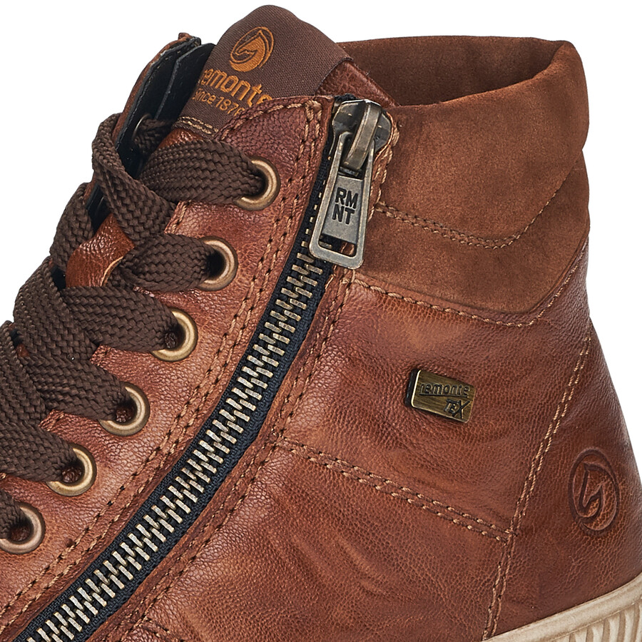 braune damen-stiefeletten mit reißverschluss remonte d0772-22