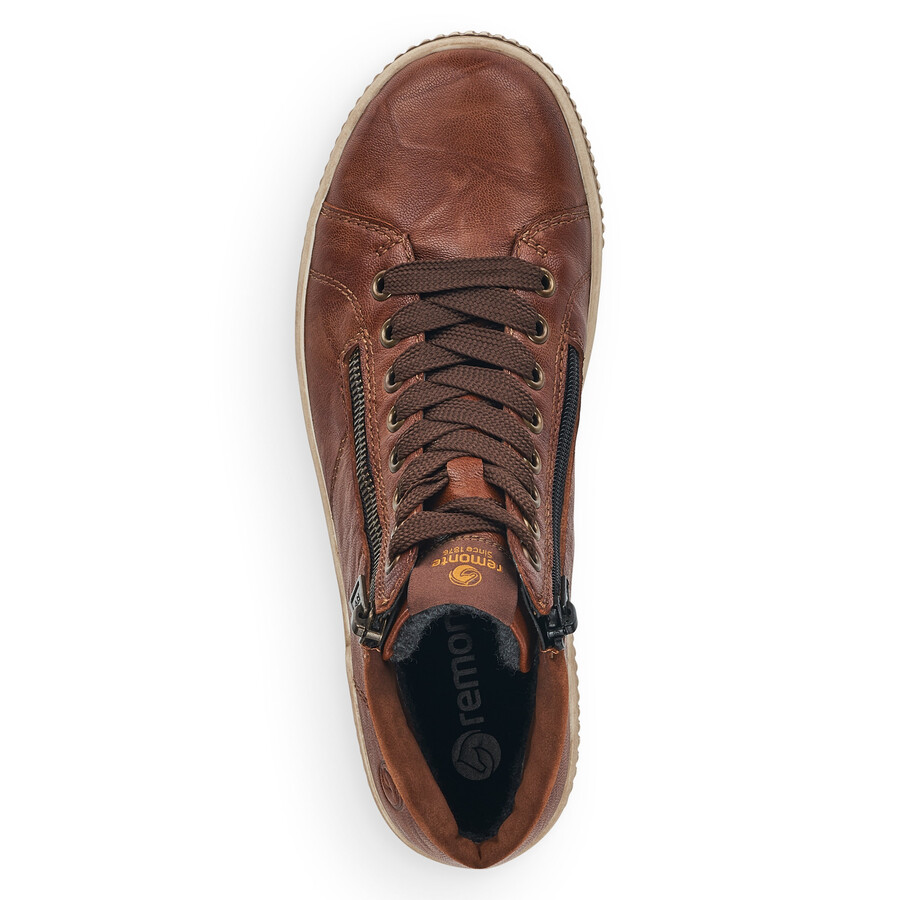 braune damen-stiefeletten mit reißverschluss remonte d0772-22