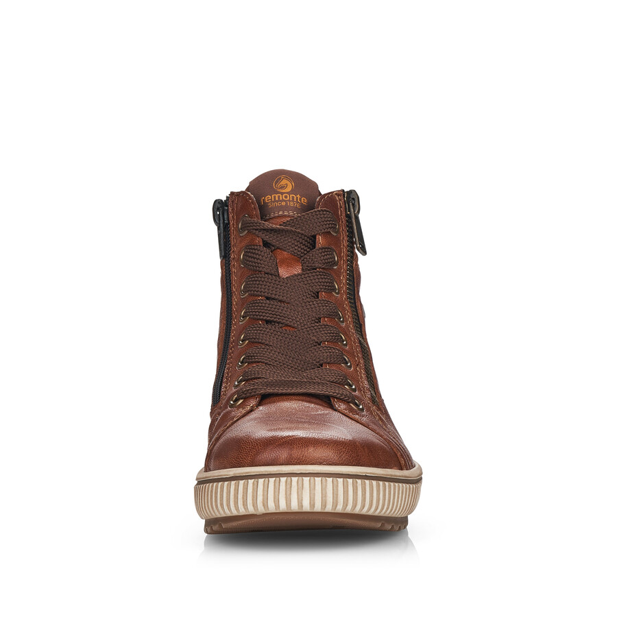 braune damen-stiefeletten mit reißverschluss remonte d0772-22