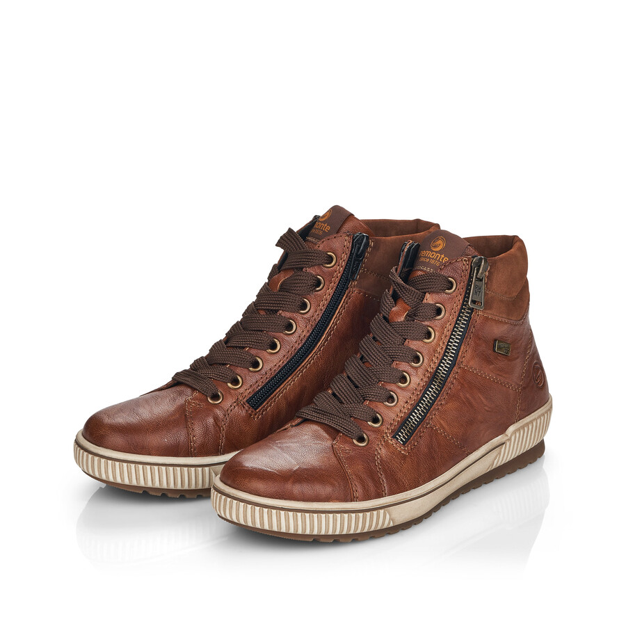 braune damen-stiefeletten mit reißverschluss remonte d0772-22