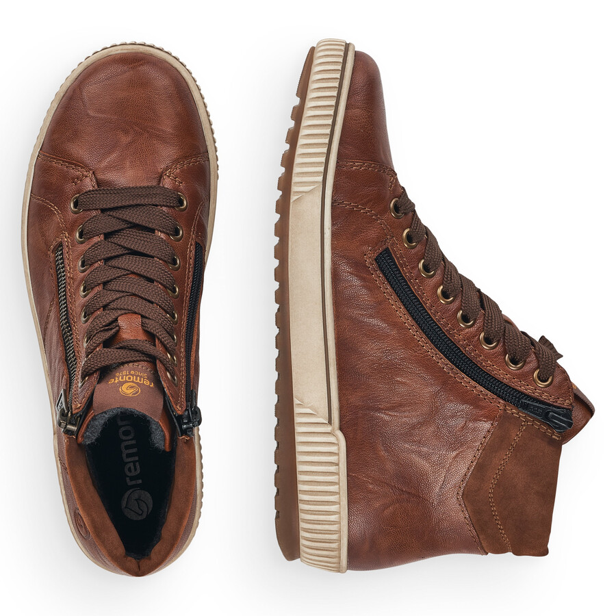 braune damen-stiefeletten mit reißverschluss remonte d0772-22