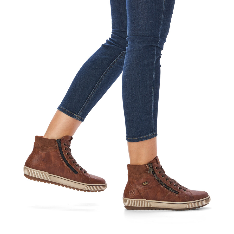 braune damen-stiefeletten mit reißverschluss remonte d0772-22