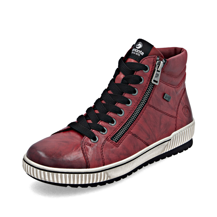 rote damen-stiefel mit reißverschluss remonte d0772-36