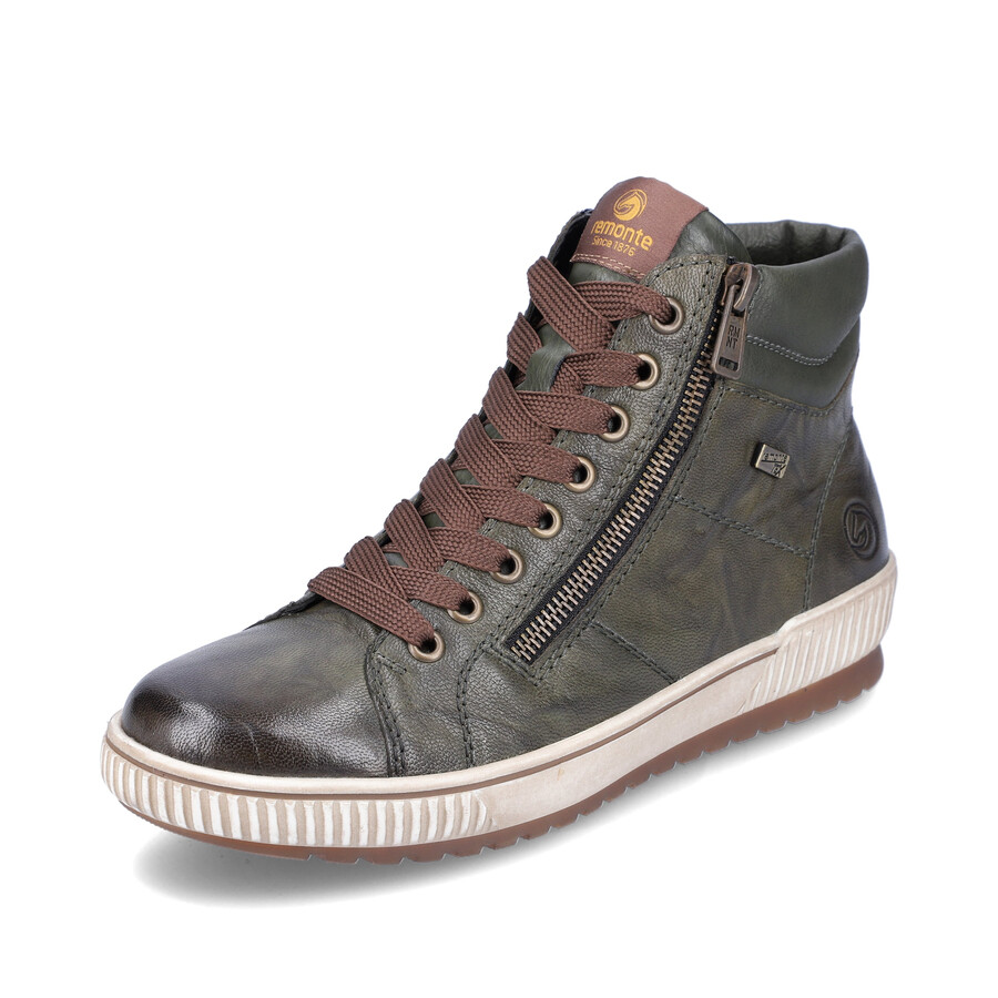 grüne damen-stiefel mit reißverschluss remonte d0772-52