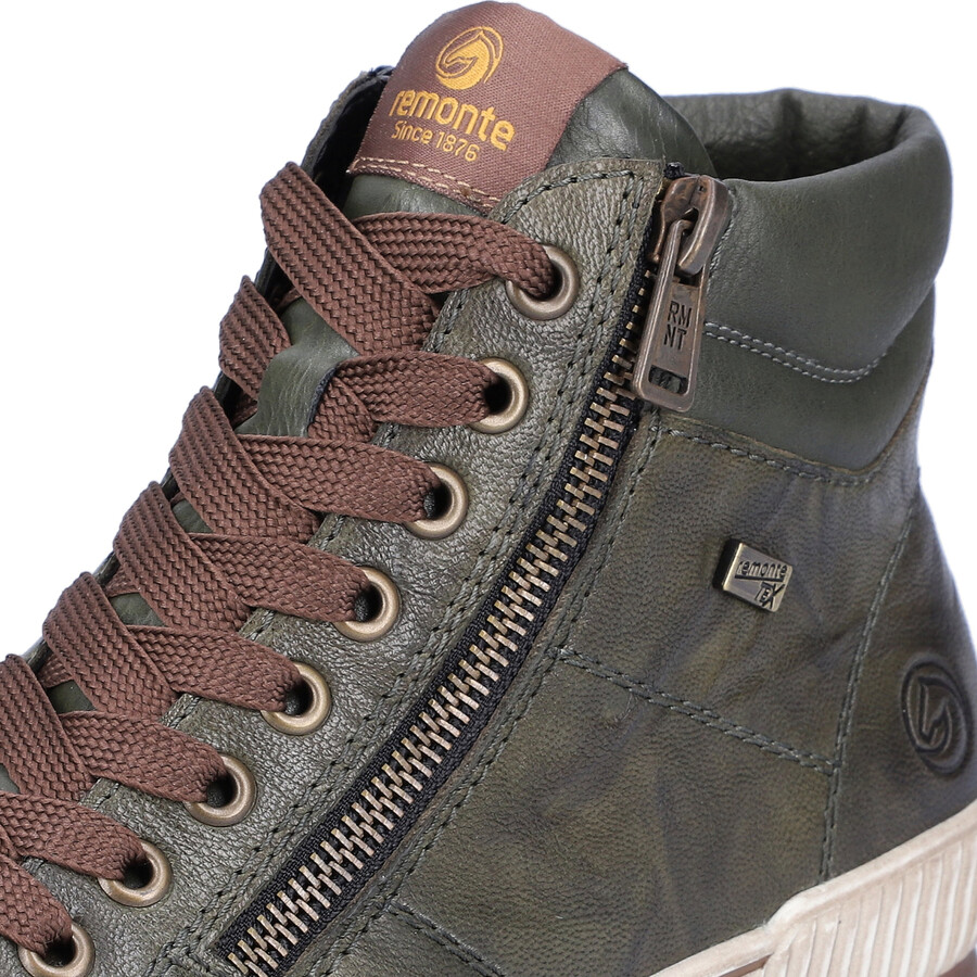 grüne damen-stiefel mit reißverschluss remonte d0772-52
