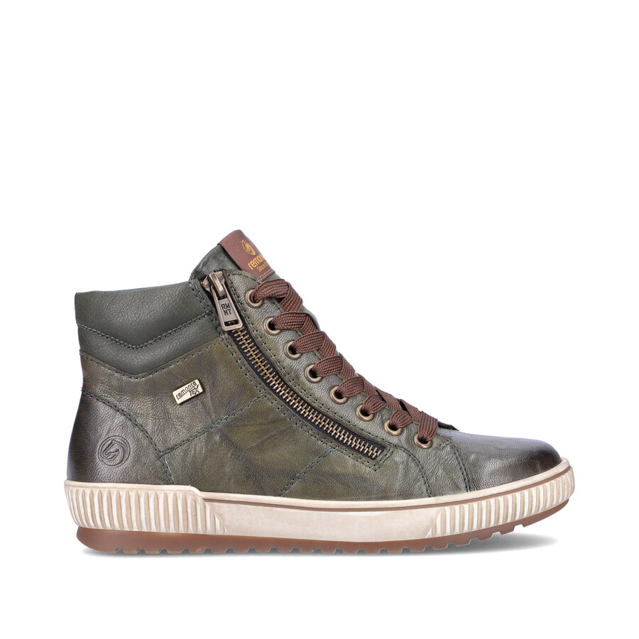 grüne damen-stiefel mit reißverschluss remonte d0772-52