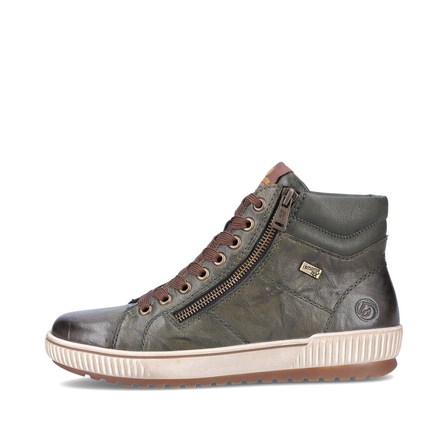 grüne damen-stiefel mit reißverschluss remonte d0772-52