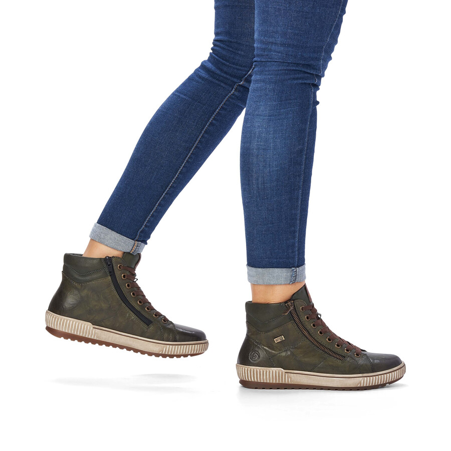 grüne damen-stiefel mit reißverschluss remonte d0772-52