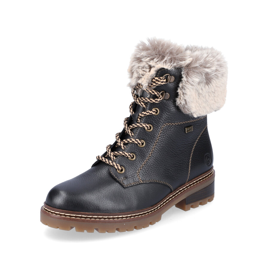 schwarze damen-stiefel mit reißverschluss remonte d0b74-01