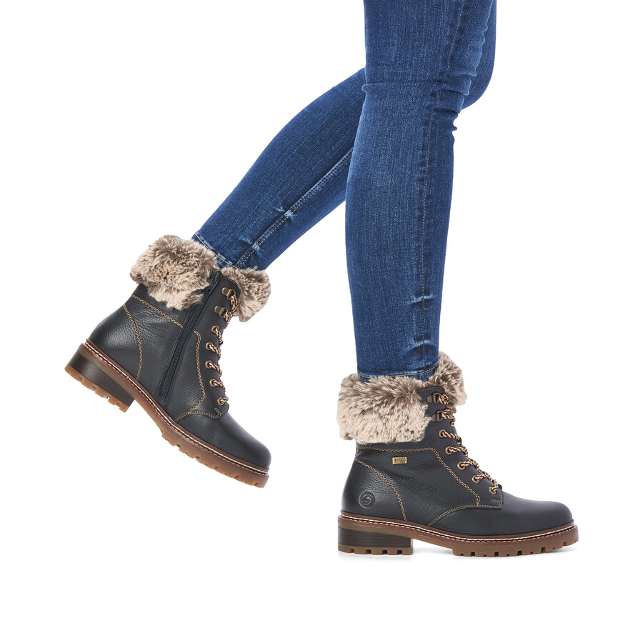 schwarze damen-stiefel mit reißverschluss remonte d0b74-01