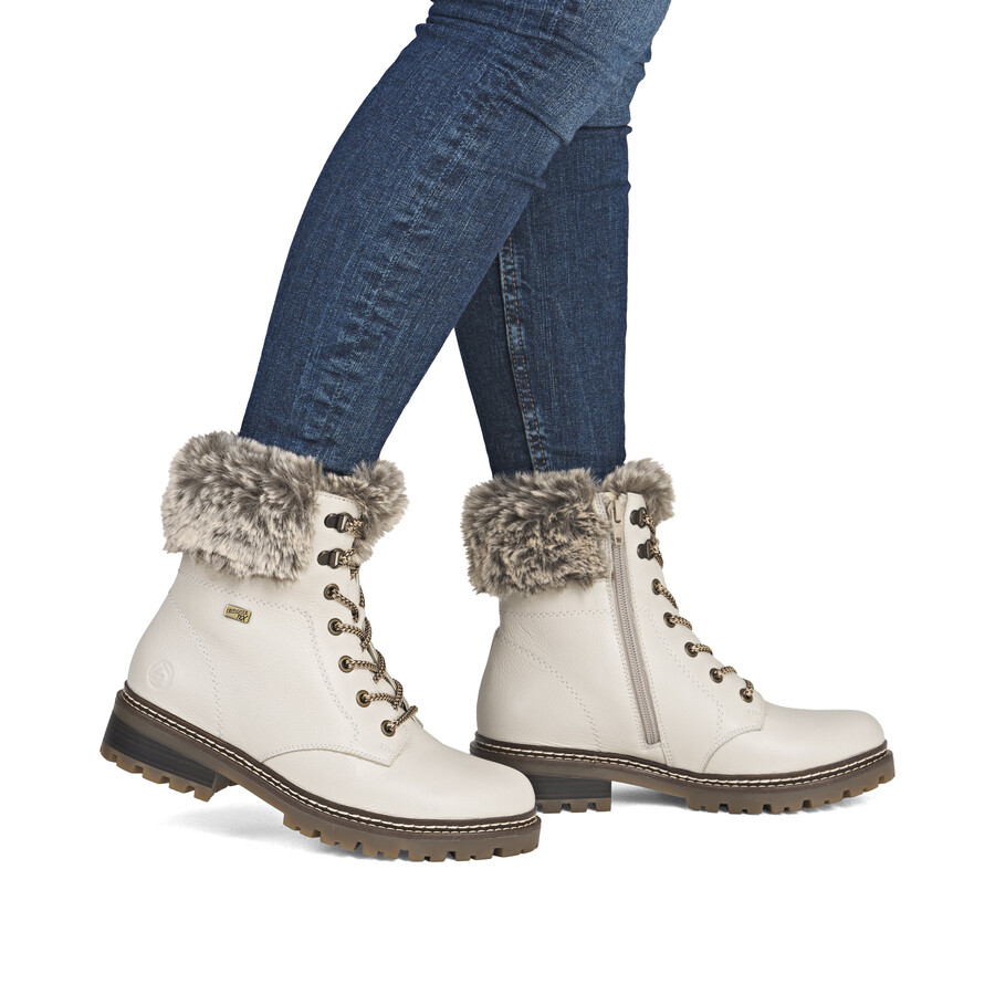 weiße damen-stiefeletten mit reißverschluss remonte d0b74-80