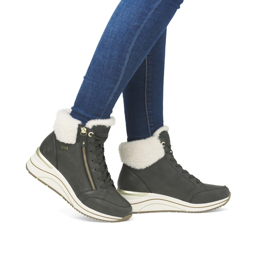 grüne damen-stiefel mit reißverschluss remonte d0t77-52