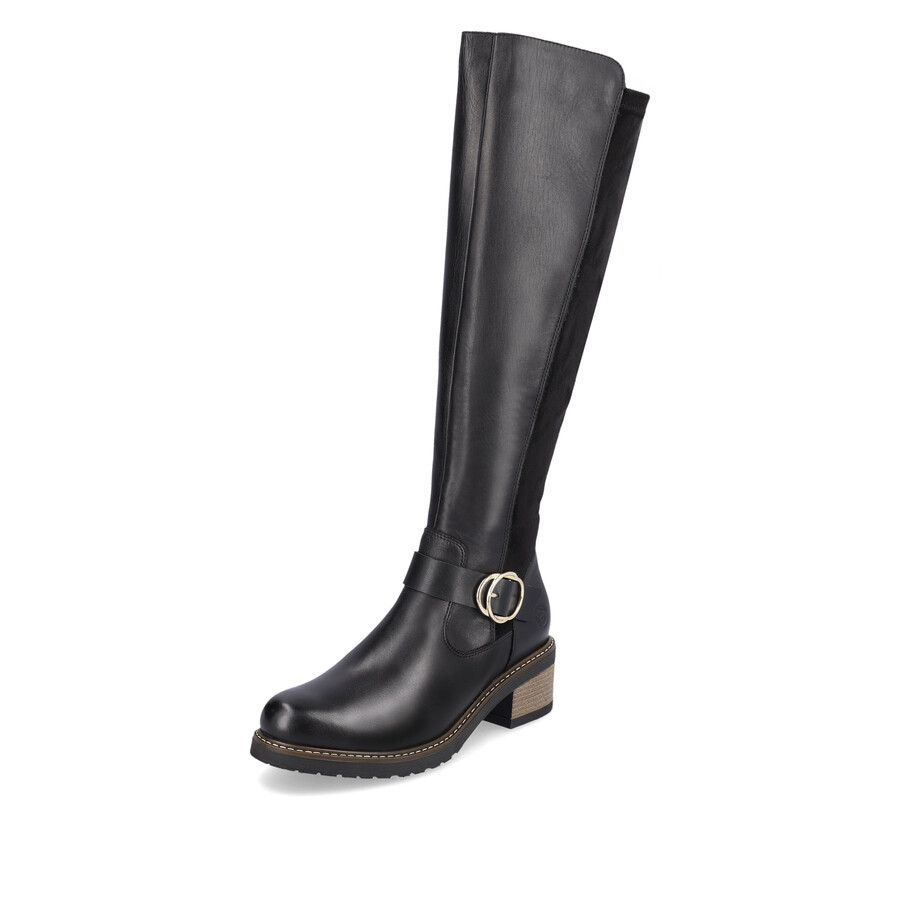 schwarze damen-stiefel mit reißverschluss remonte d1a73-01