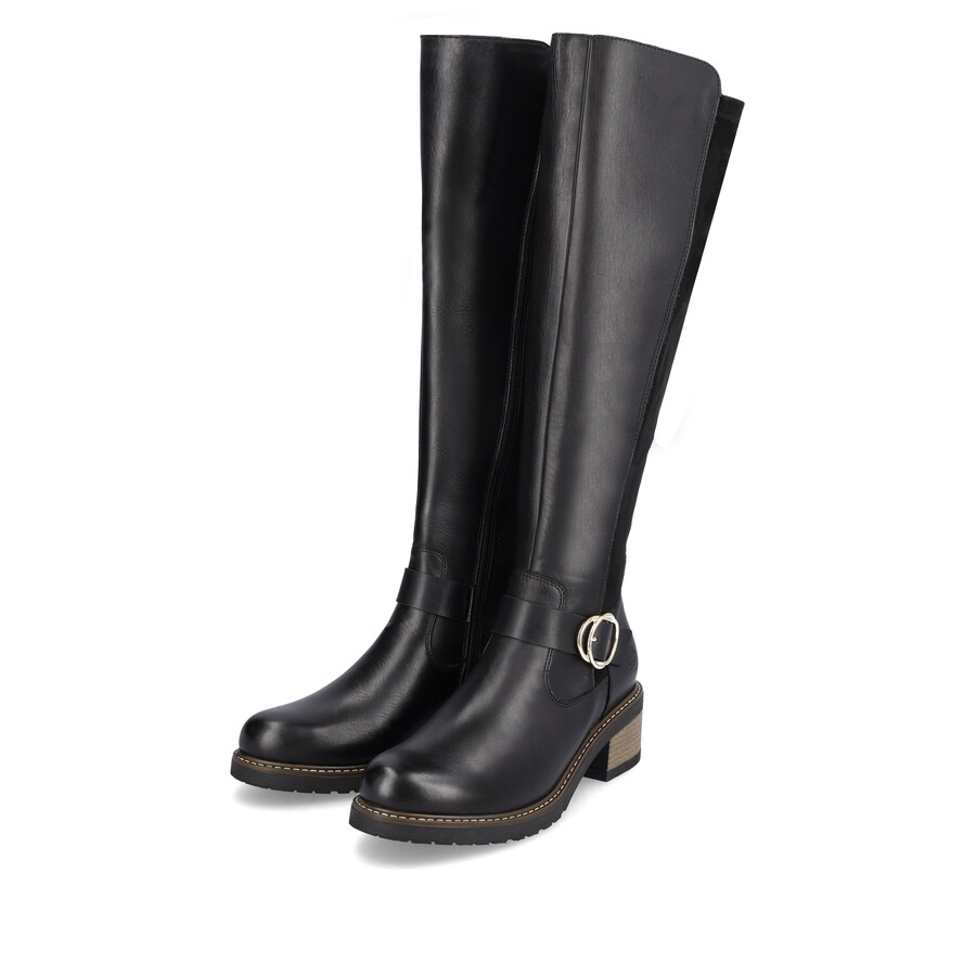 schwarze damen-stiefel mit reißverschluss remonte d1a73-01