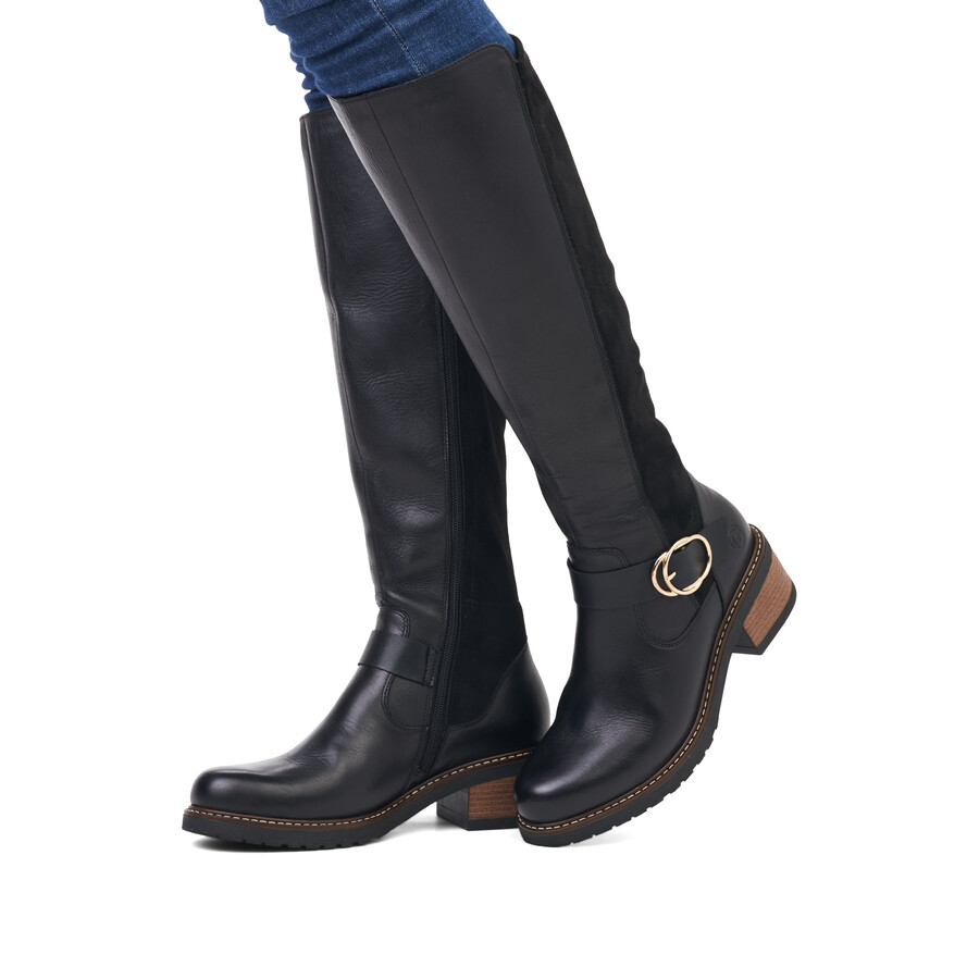 schwarze damen-stiefel mit reißverschluss remonte d1a73-01