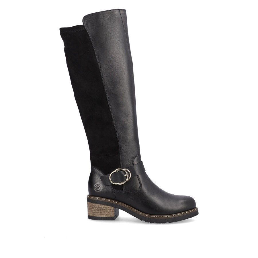 schwarze damen-stiefel mit reißverschluss remonte d1a73-01