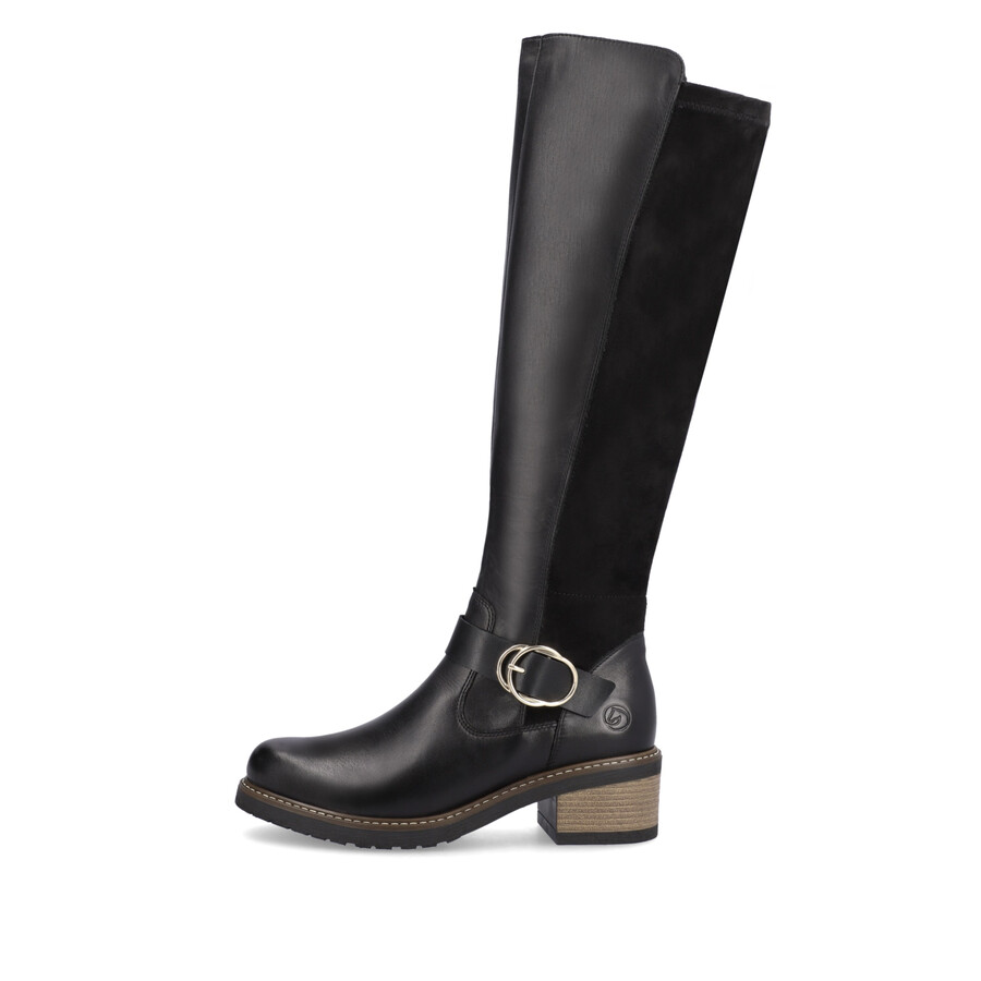 schwarze damen-stiefel mit reißverschluss remonte d1a73-01