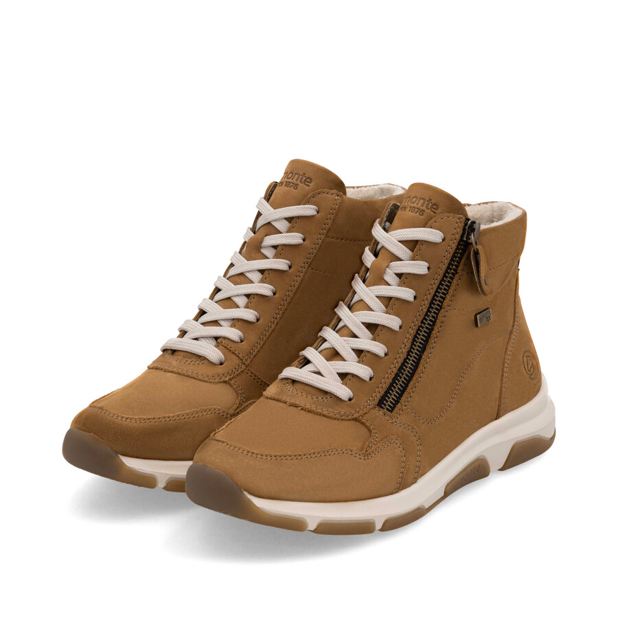 braune damen-stiefel mit reißverschluss remonte d1s71-22