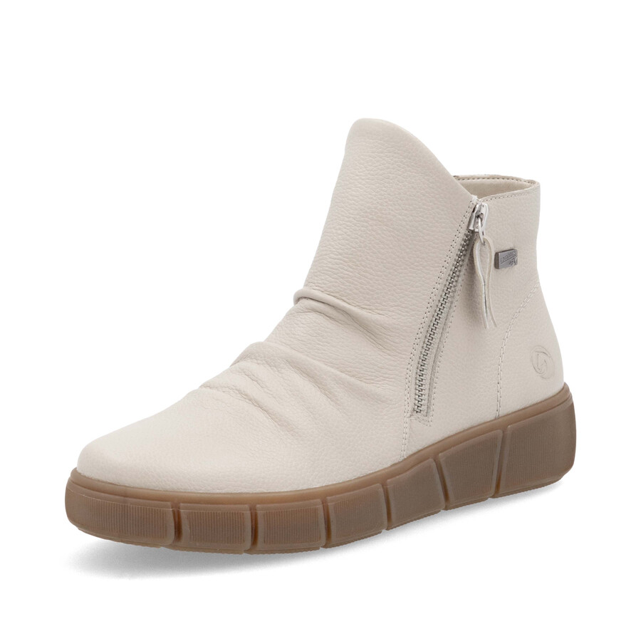 beige damen-stiefeletten mit reißverschluss remonte d1t73-60