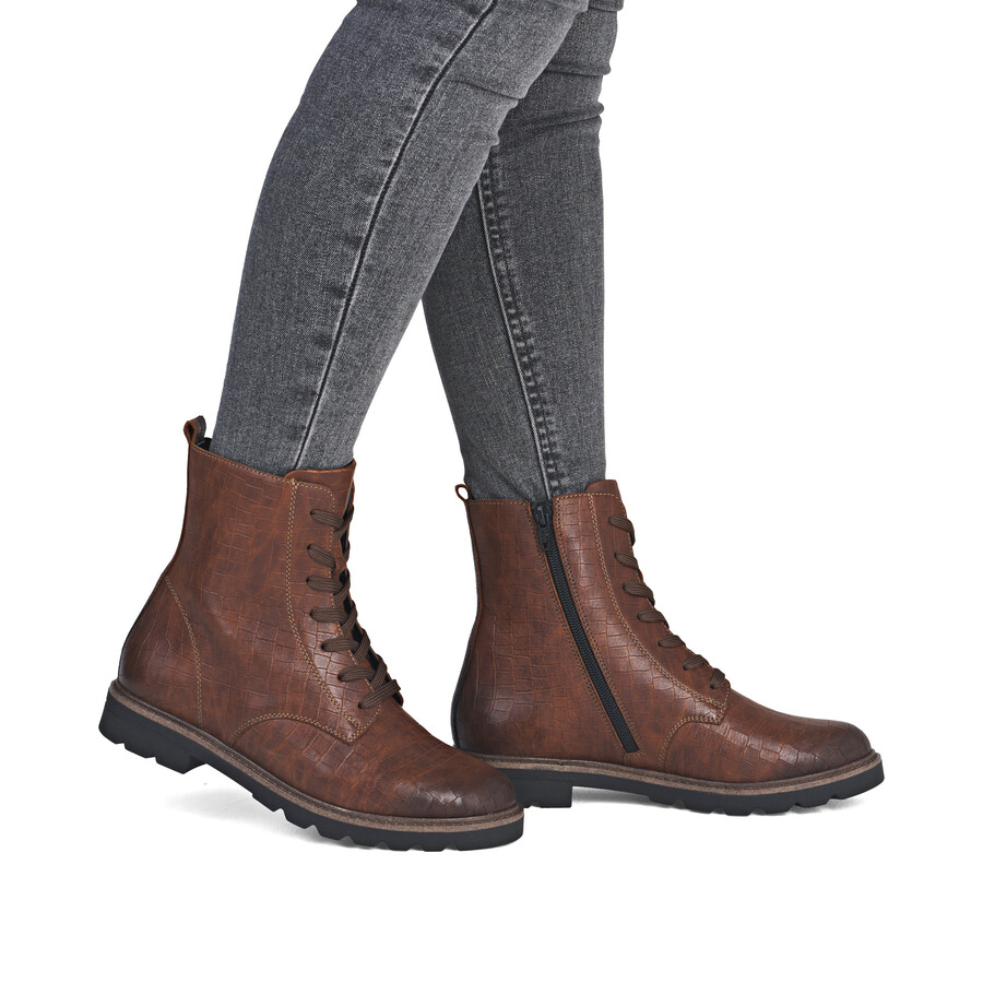 braune damen-stiefeletten mit reißverschluss remonte d2q71-22