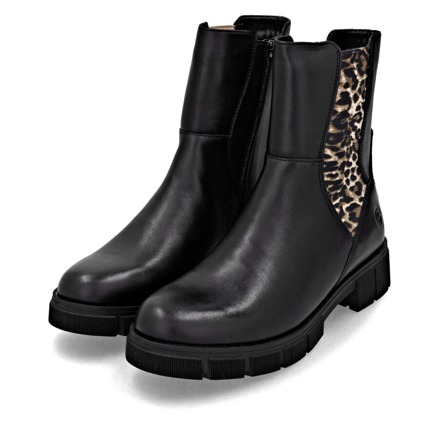 schwarze damen-stiefeletten mit reißverschluss remonte d2s70-03