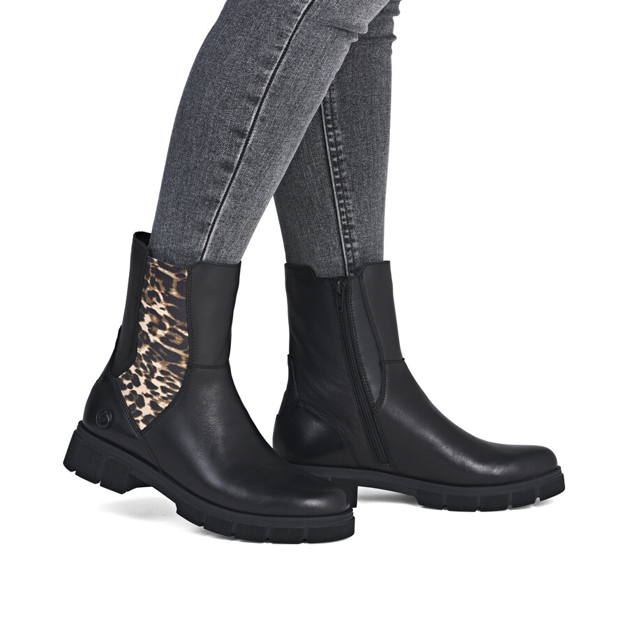 schwarze damen-stiefeletten mit reißverschluss remonte d2s70-03