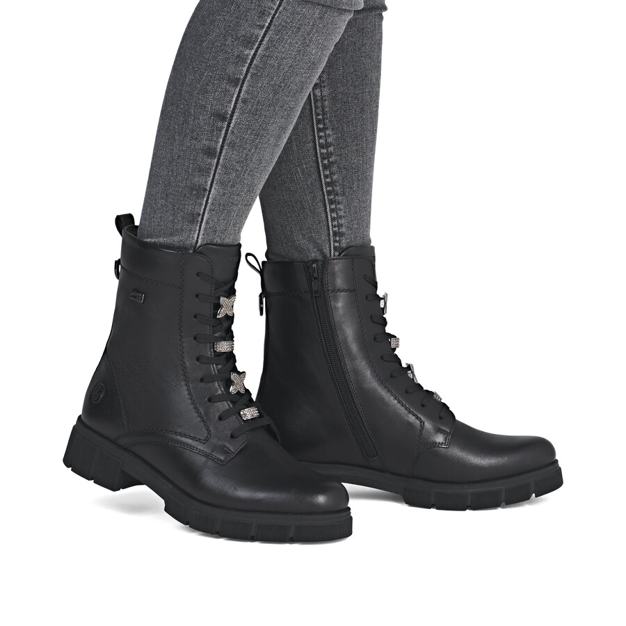 schwarze damen-stiefel mit reißverschluss remonte d2s73-00