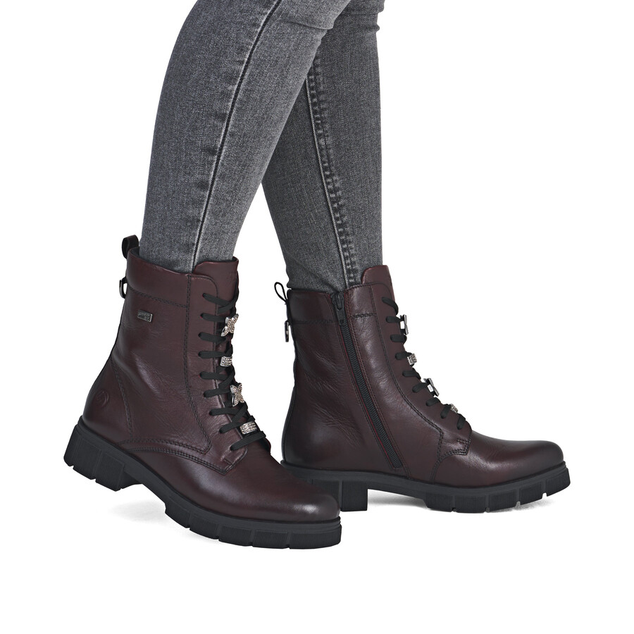 rote damen-stiefel mit reißverschluss remonte d2s73-35
