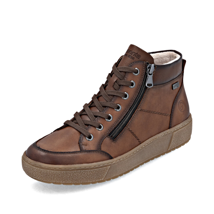 braune damen-stiefel mit reißverschluss remonte d2t70-24