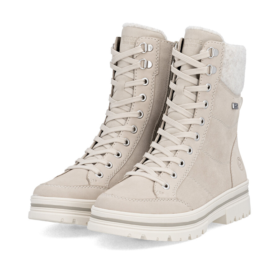 beige damen-stiefeletten mit reißverschluss remonte d2u70-62