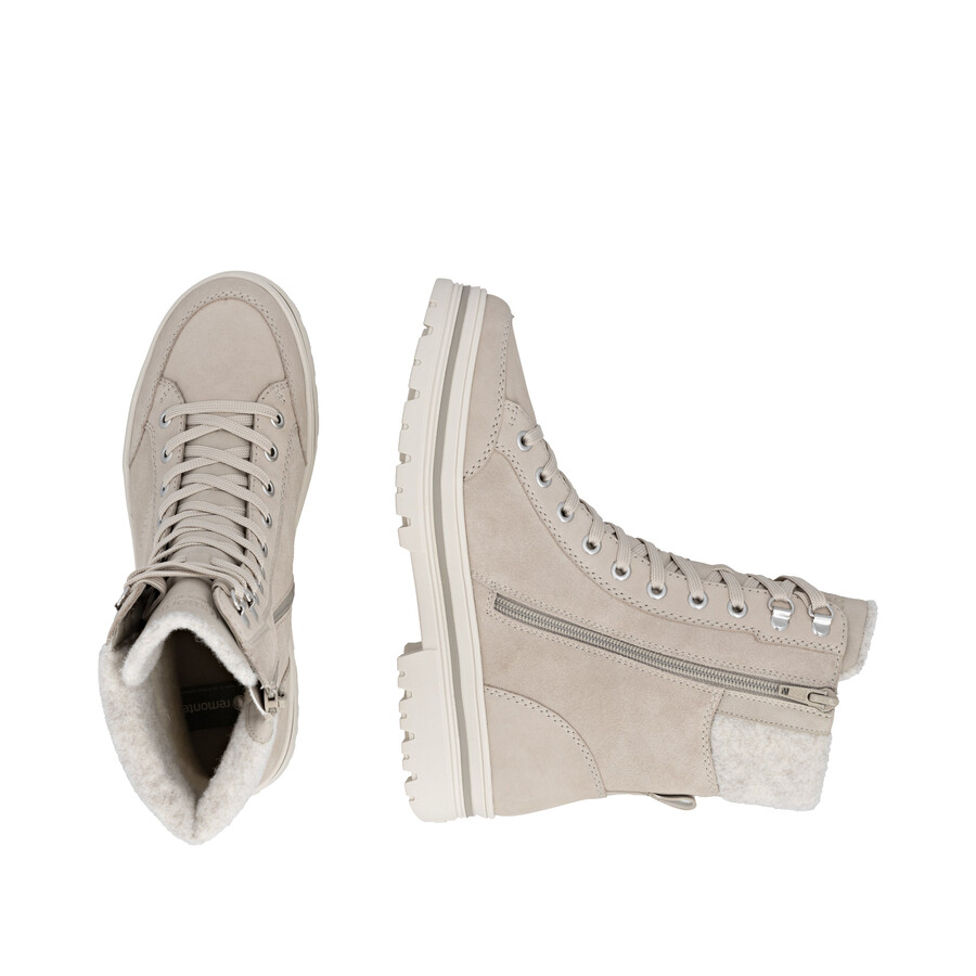 beige damen-stiefeletten mit reißverschluss remonte d2u70-62