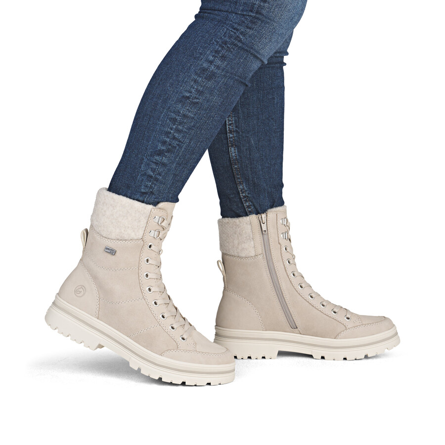 beige damen-stiefeletten mit reißverschluss remonte d2u70-62