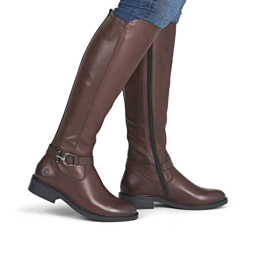 braune damen-stiefeletten mit reißverschluss remonte d2w77-25
