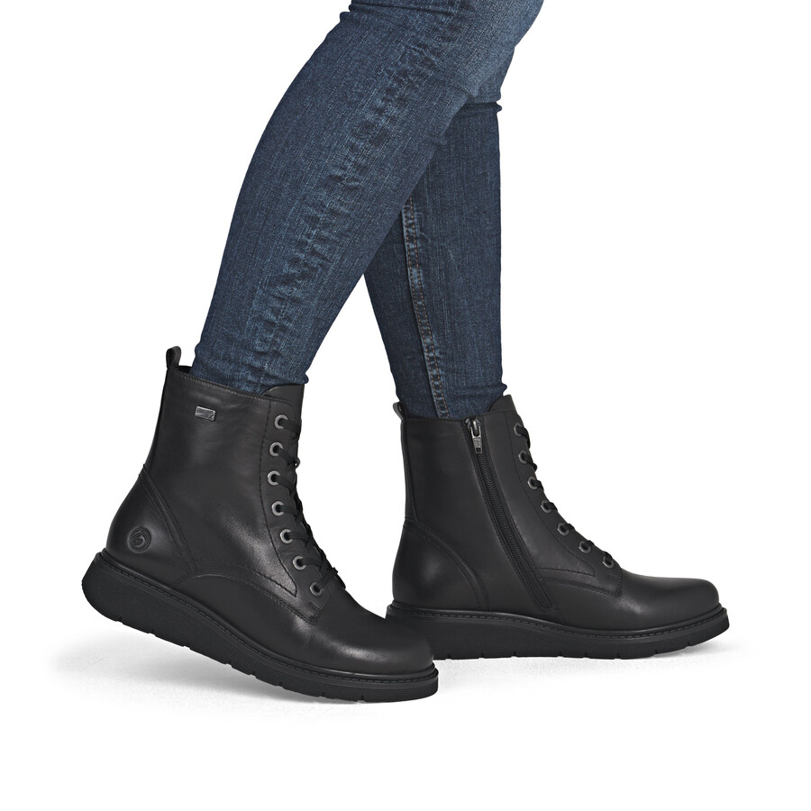 schwarze damen-stiefeletten mit reißverschluss remonte d3979-00