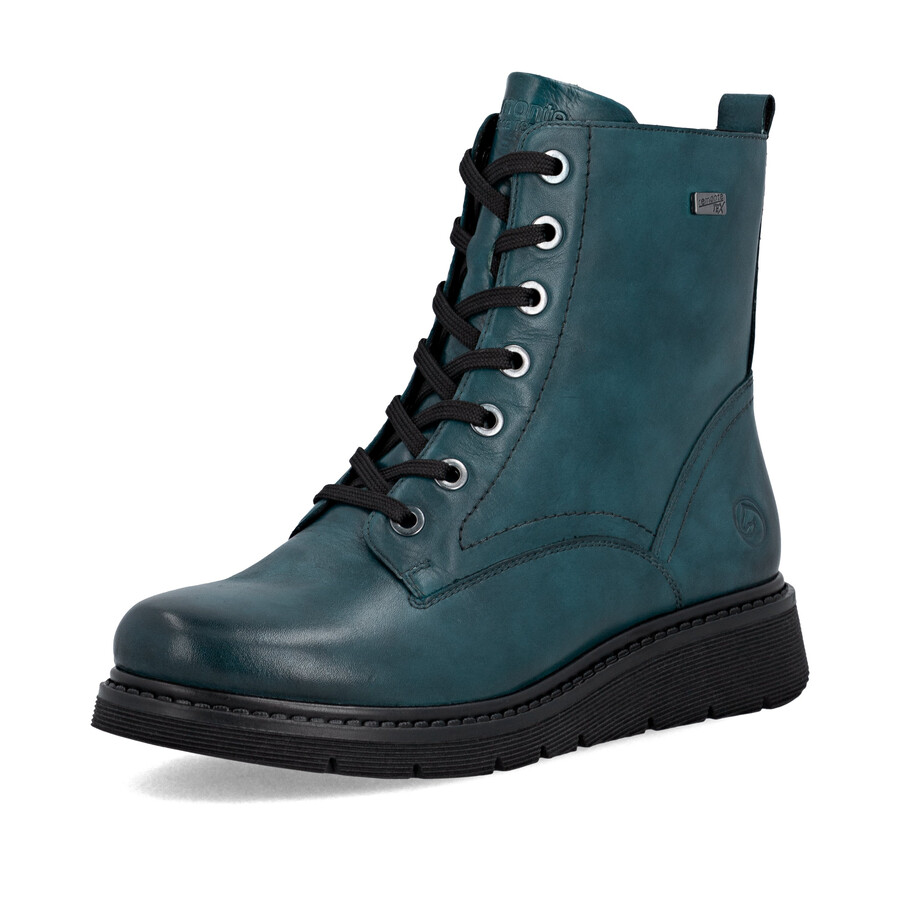 blaue damen-stiefeletten mit reißverschluss remonte d3979-12