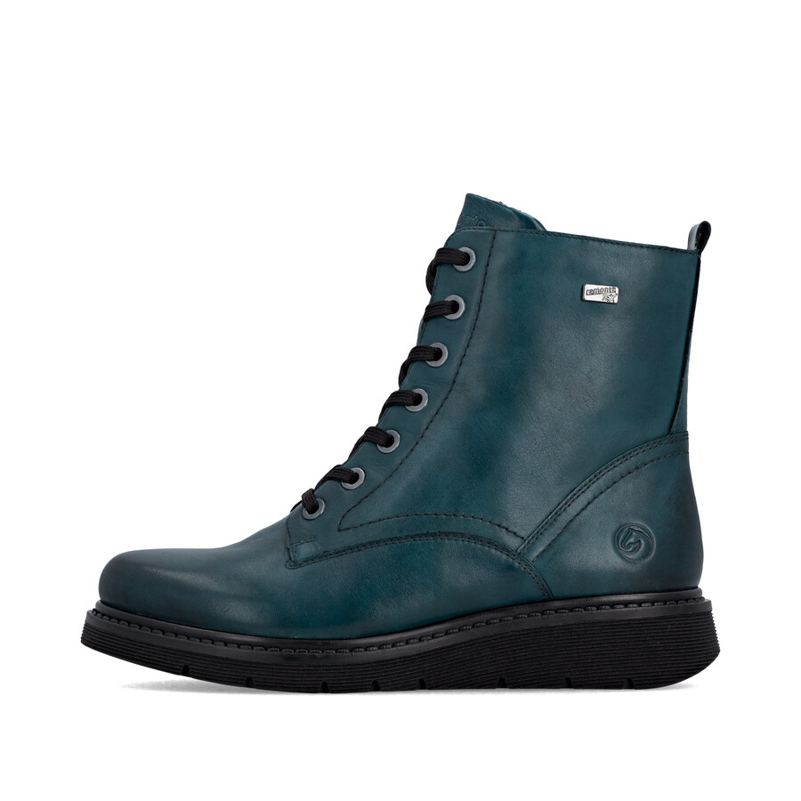 blaue damen-stiefeletten mit reißverschluss remonte d3979-12
