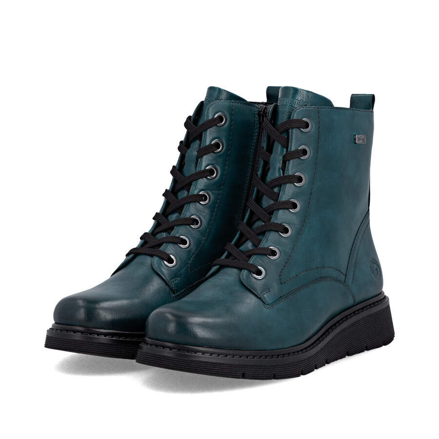 blaue damen-stiefeletten mit reißverschluss remonte d3979-12