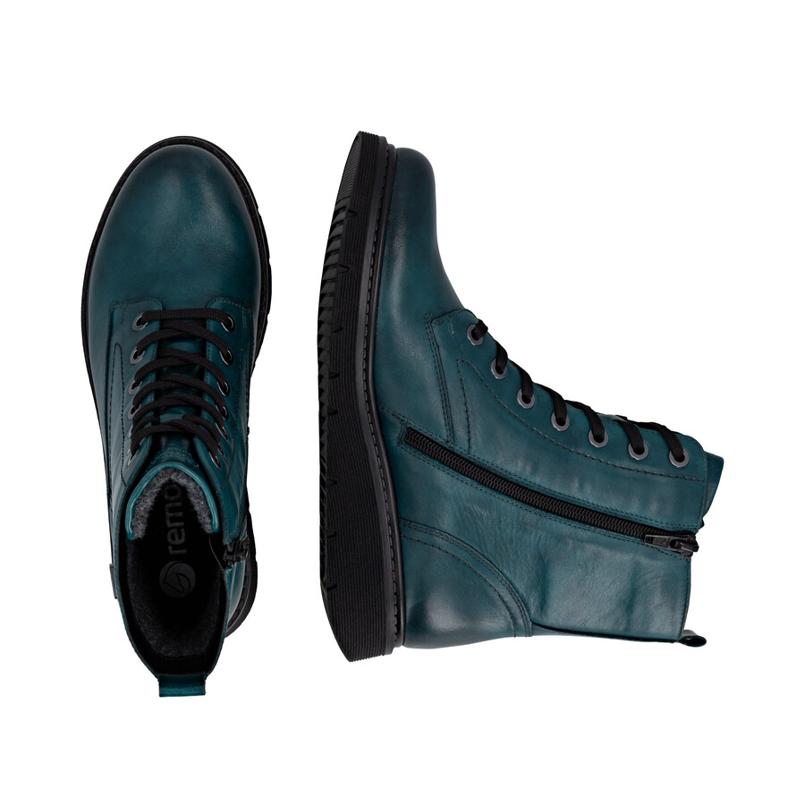 blaue damen-stiefeletten mit reißverschluss remonte d3979-12